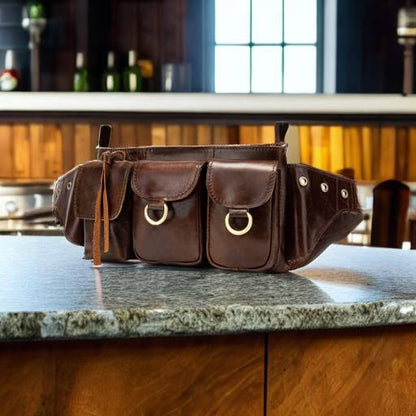 Custom Genuine Leather Waist Bag for Men, Leather Travel Organiser, Toiletry Bag for Men, Sling Bag, Leather Bum Bag