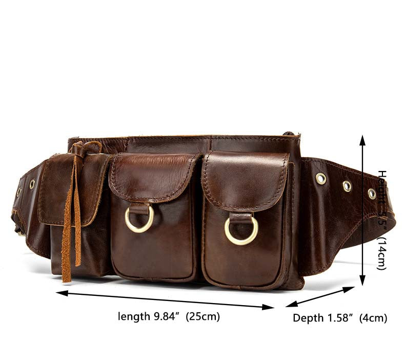 Custom Genuine Leather Waist Bag for Men, Leather Travel Organiser, Toiletry Bag for Men, Sling Bag, Leather Bum Bag