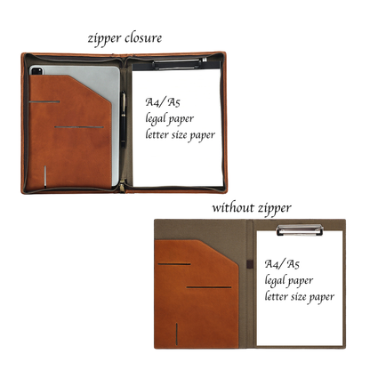 Genuine Leather Clipboard Portfolio, Notebook Holder, A4 File Folder, Business Notepad Folio Letter Size