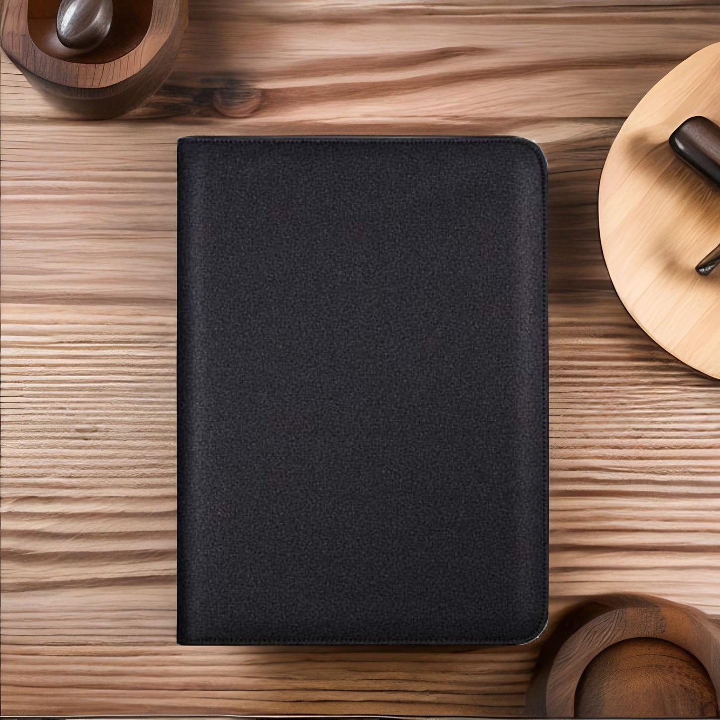 Vegan Leather Simple Portfolio with Clipboard, Zipper Leather Padfolio with Strap for Legal A4 Letter Size Notepad/ iPad 12.9", Gift