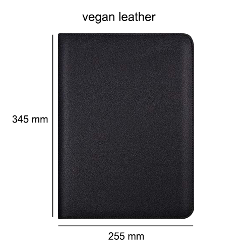 Vegan Leather Simple Portfolio with Clipboard, Zipper Leather Padfolio with Strap for Legal A4 Letter Size Notepad/ iPad 12.9", Gift