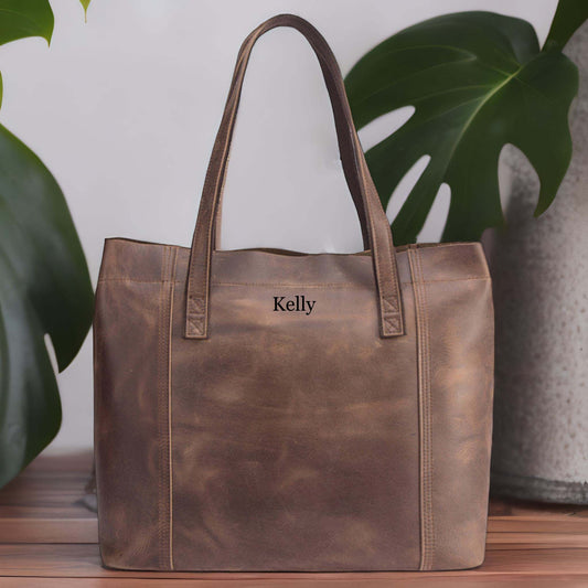 Crazy Horse Leather Tote Bag for Women, Leather Shoulder Bag, Leather Bag, Engraving Customisable, Gift