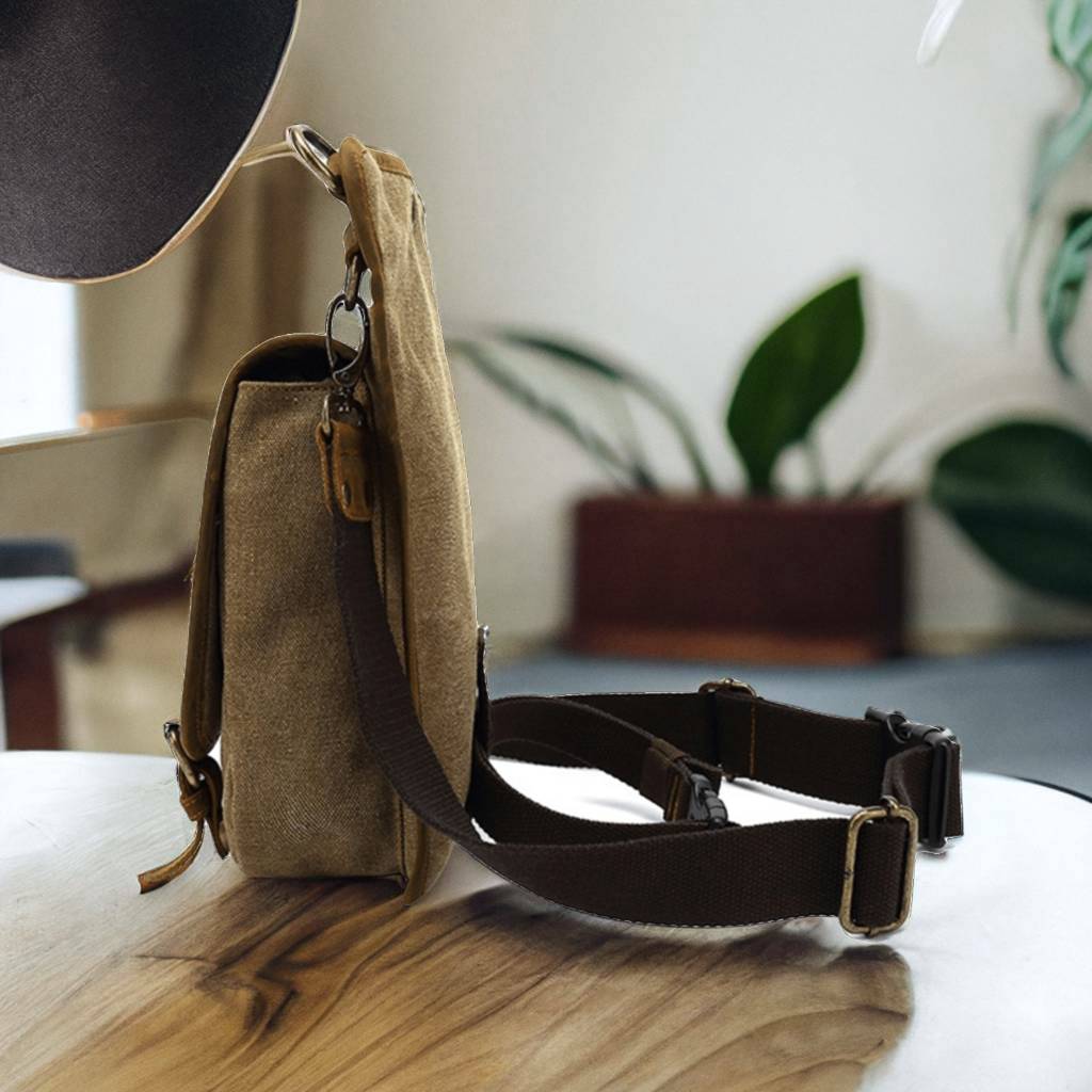 Canvas + Leather Shoulder Waist Bag for Men, Crazy Horse Leather Crossbody Bag for Men, Leather Travel Organiser, Gift for Him