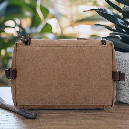 Custom Canvas + Leather Dopp kit with Strap, Leather Travel Organiser, Toiletry Bag for Men, Gift for Him