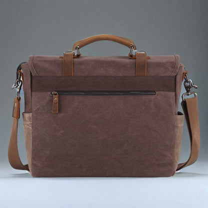 Canvas + Leather Travel Messenger Bag, Shoulder Crossbody Bag for Men, Leather Outdoor Bag, Camera Bag, Gift for Men