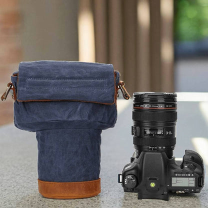 Canvas + Crazy Horse Leather Camera Bag with Strap, Camera Holder, Camera Pocket, Gift for Him