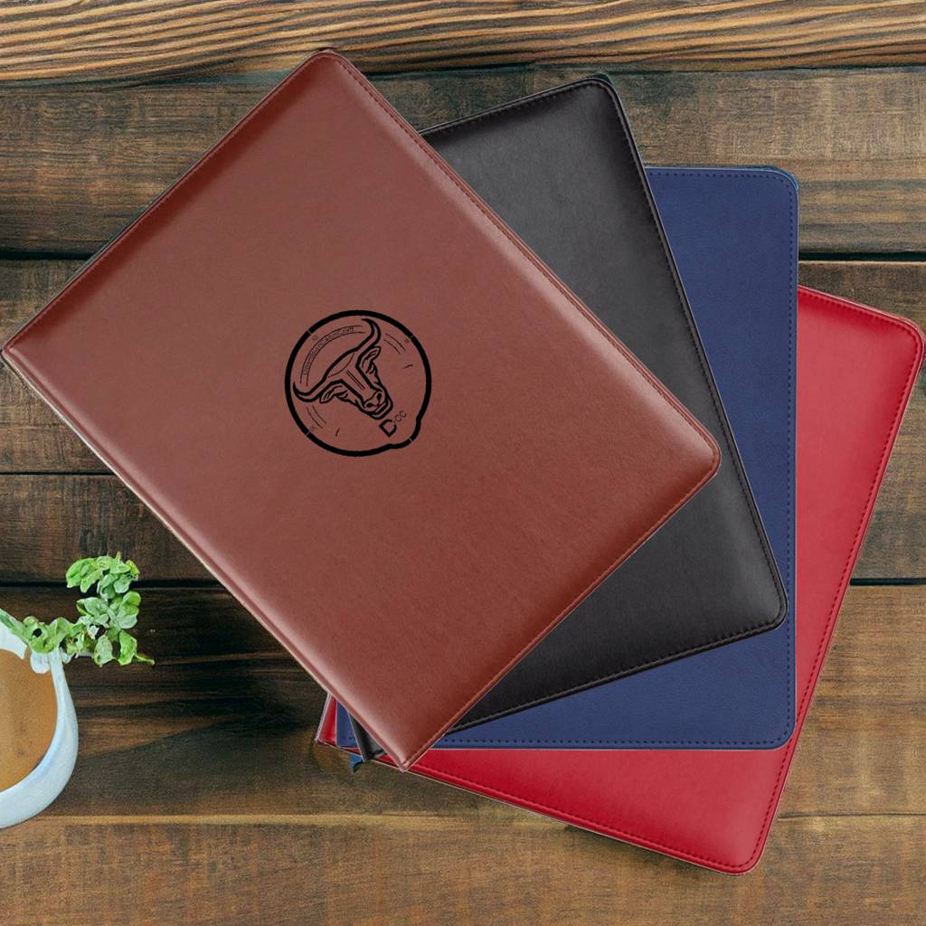 Custom Vegan Leather 3 Ring Binder with Clipboard, Letter Size/A4 Planner, Folder with Pen Holder, Office Gift