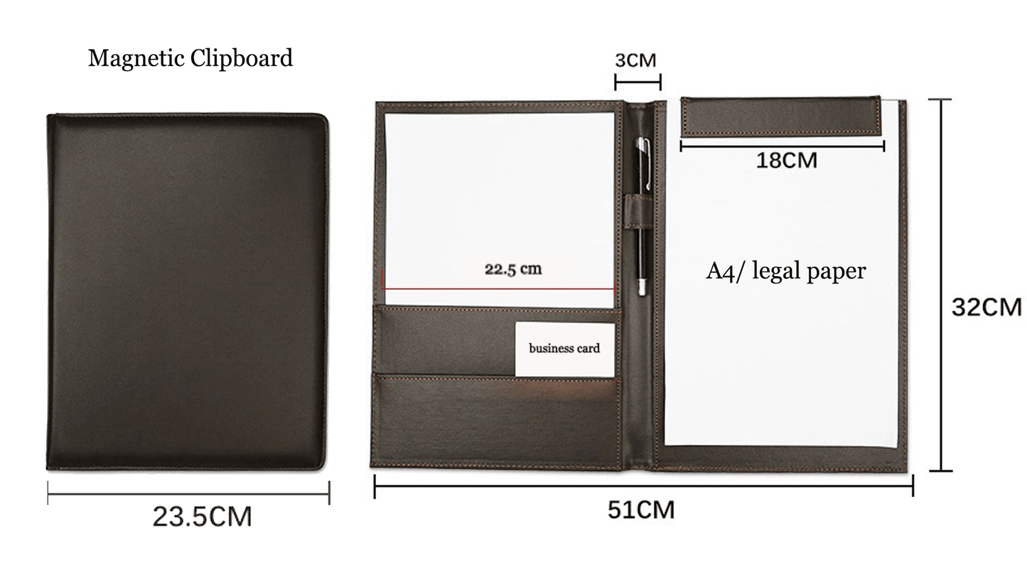 Custom Leather Portfolio, Custom Letter Size/A4 Planner, Clipboard Folder, Multiple Options, Office Gift