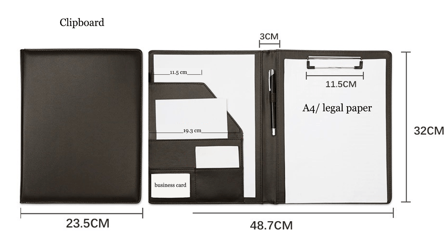 Custom Leather Portfolio, Custom Letter Size/A4 Planner, Clipboard Folder, Multiple Options, Office Gift