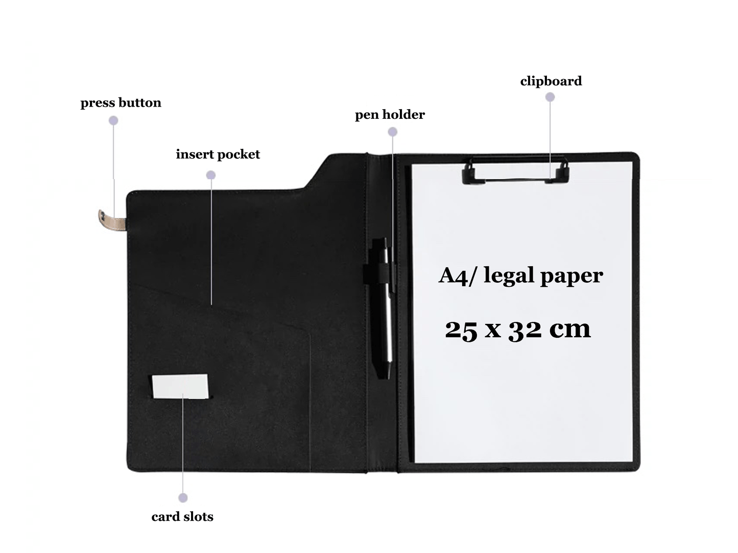 Custom Leather Portfolio Clipboard with Button Fastener, Letter Size/A4 /Legal Paper Planner, Meeting Memo/ Menu Clipboard, Office Gift