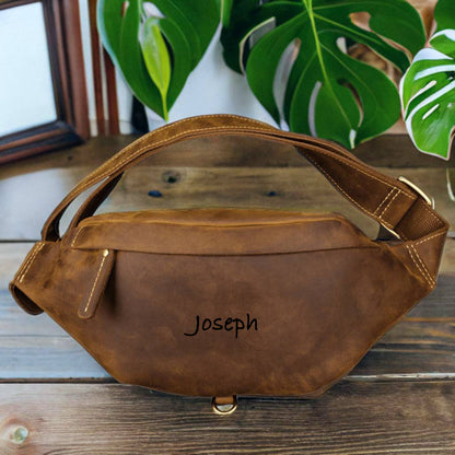 Custom Genuine Leather Fanny Pack, Leather Travel Organiser, Toiletry Bag, Sling Bag, Leather Bum Bag, Leather Hip Bag