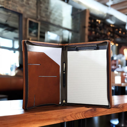 Genuine Leather Clipboard Portfolio, Notebook Holder, A4 File Folder, Business Notepad Folio Letter Size