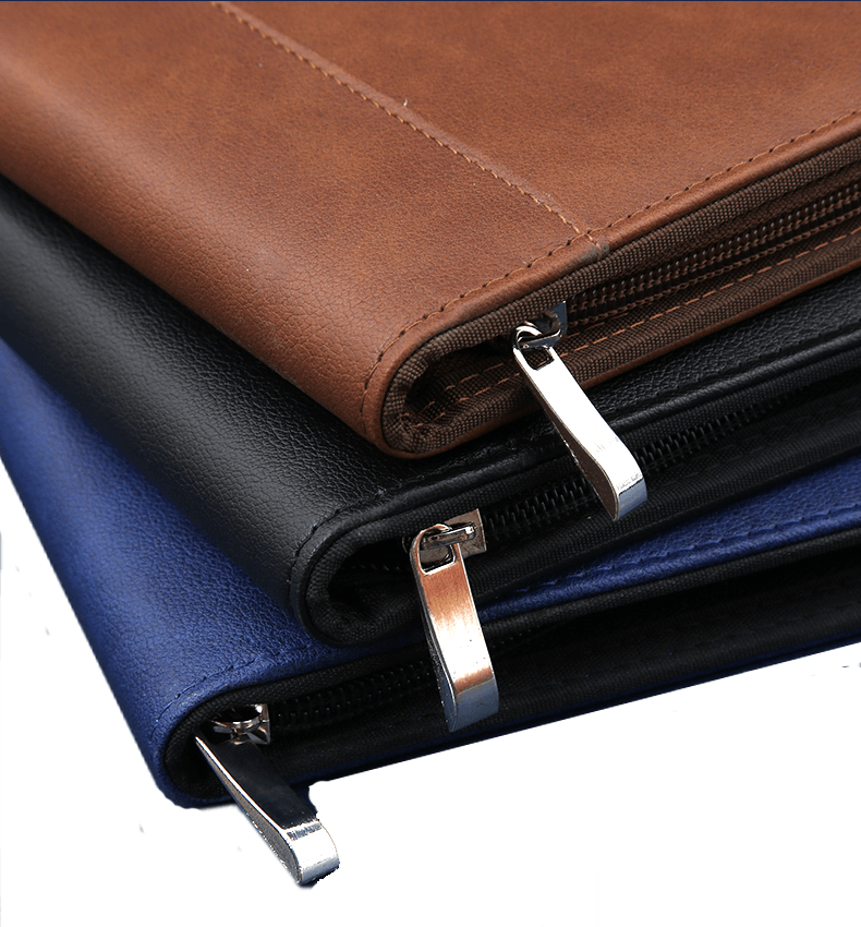 Personalised Leather Portfolio, Zipper Leather Padfolio for Legal Paper/ A4 Letter Size Notepad/ MacBook 13", Gift (Brown/ Black/ Blue)