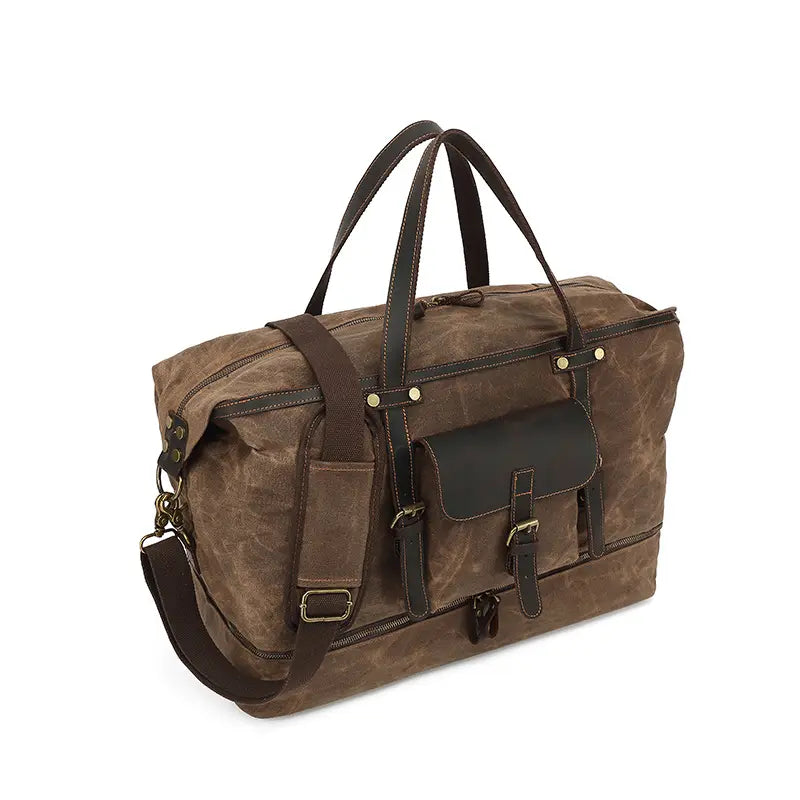 Canvas + Leather Briefcase, Travel Handbag for Men, Duffle Bag, Toiletry Bag, Gift for Men