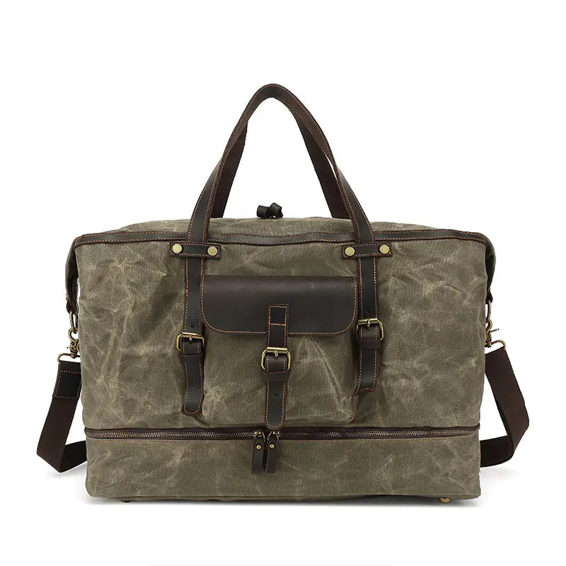 Canvas + Leather Briefcase, Travel Handbag for Men, Duffle Bag, Toiletry Bag, Gift for Men