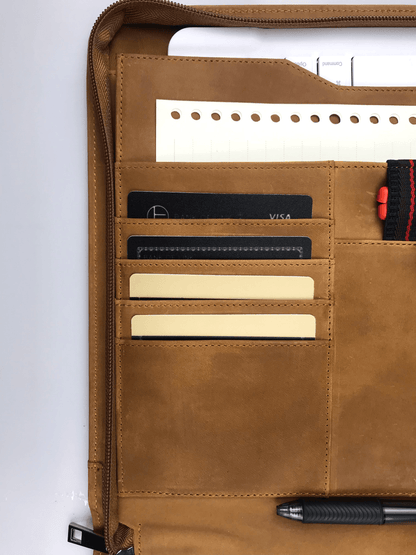 Genuine Leather Portfolio, Zipper Padfolio for Legal Paper/ A4 Letter Size Notepad/ iPad Pro 12.9", Gift for Him/ Her