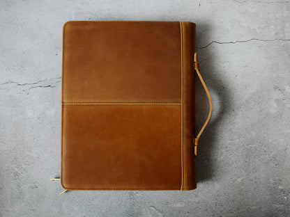 Personalised Zipper Crazy Horse Leather A4 Padfolio with Handle, Portfolio Fits Up for 12.9" iPad, Document Planner