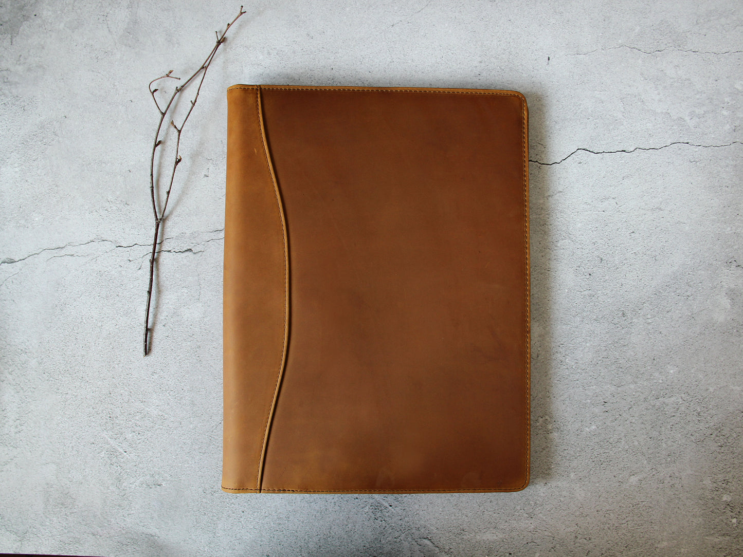 Handmade Crazy Horse Leather Clipboard Portfolio, Notebook Holder, A4 File Folder, Business Notepad Folio Letter Size