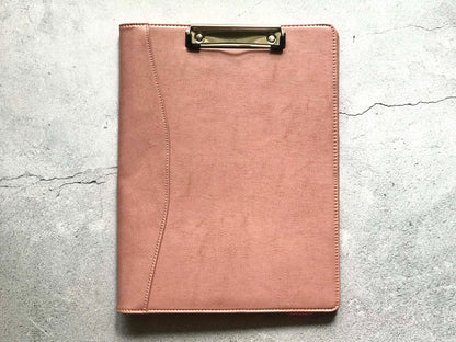 Pink Custom Leather Clipboard Portfolio, Notebook Holder, A4 File Folder, Business Notepad Folio Letter Size, Office Gifts