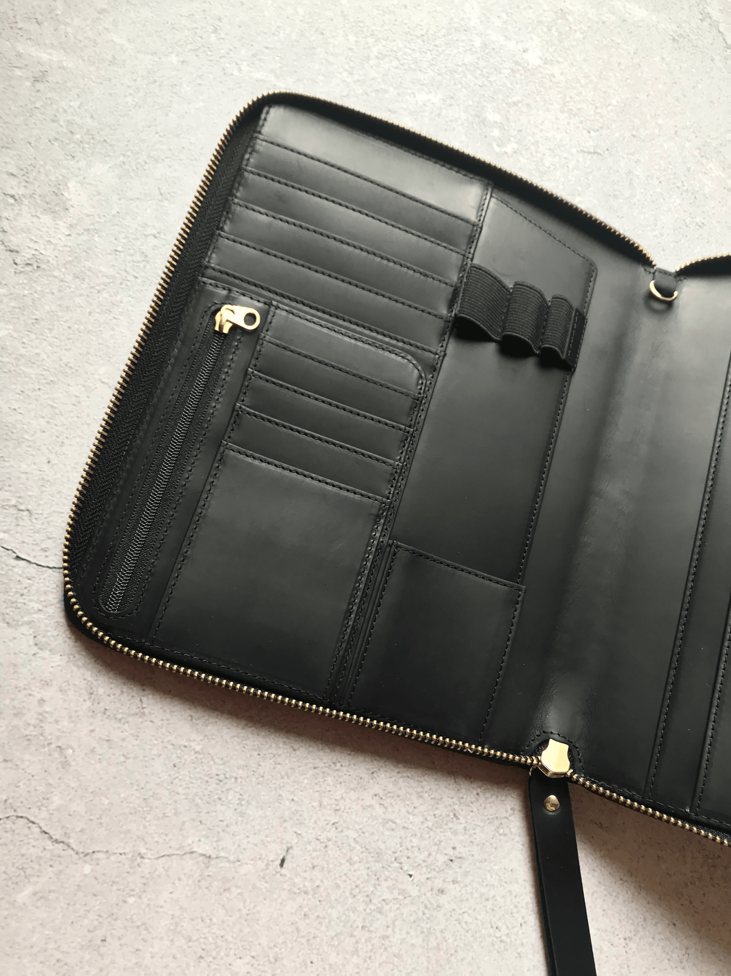 A5 Genuine Leather Portfolio with Strap, A5 File Folder, Black A5 Leather Portfolio, Note Holder