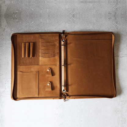 Handmade Crazy Horse Leather Portfolio, 3-Ring Binder Padfolio, Notepad Holder, Leather Journal, Gifts for Men/ Women