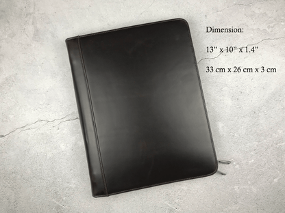 Genuine Leather Portfolio, 3 Ring Binder, Zipper Padfolio for Legal Paper/ A4 Letter Size Notepad/ iPad Pro 12.9", Gift